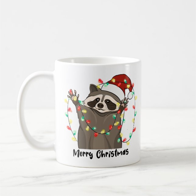 Mug Funny Joyeux Raccoon de Noël (Gauche)