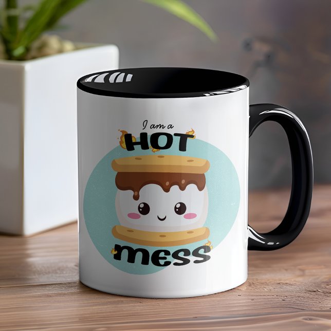 Mug Funny Kawaii S'mores Hot Mess (You'll definitely be a happy camper with this S'mores hot mess mug.)