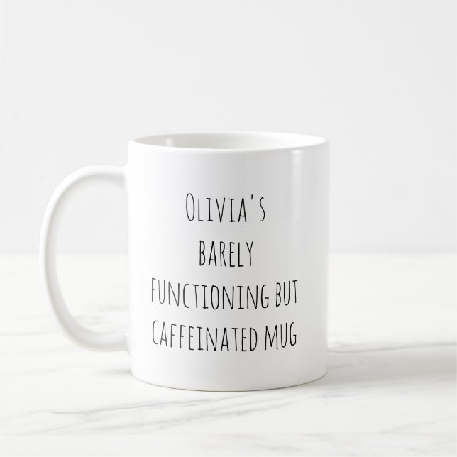 Mug Funny Lazy Caffeine Quote Personalized Name (Gauche)