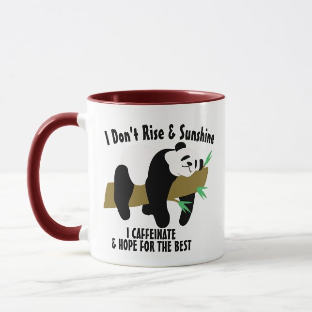Mug Funny Lazy Panda Puns Tee, Rise & Sunshine (Gauche)