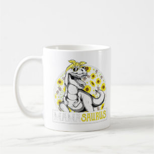 Mug Funny Mama Saurus Sunflower, Dinosaur Maman T Rex 
