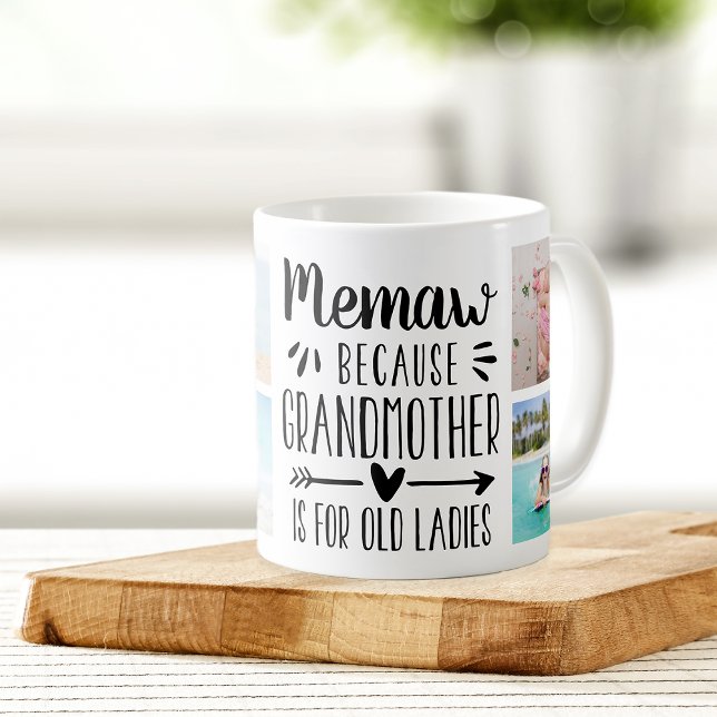 Mug Funny Memaw Grandchildren Names & Photo Collage (Créateur téléchargé)