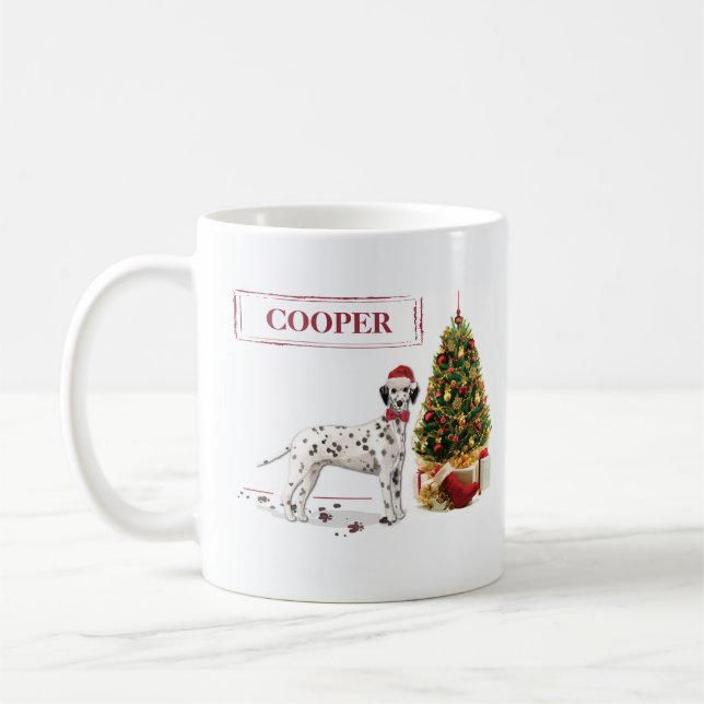 Mug Funny Noël Dalmatien Chien et Arbre (Gauche)