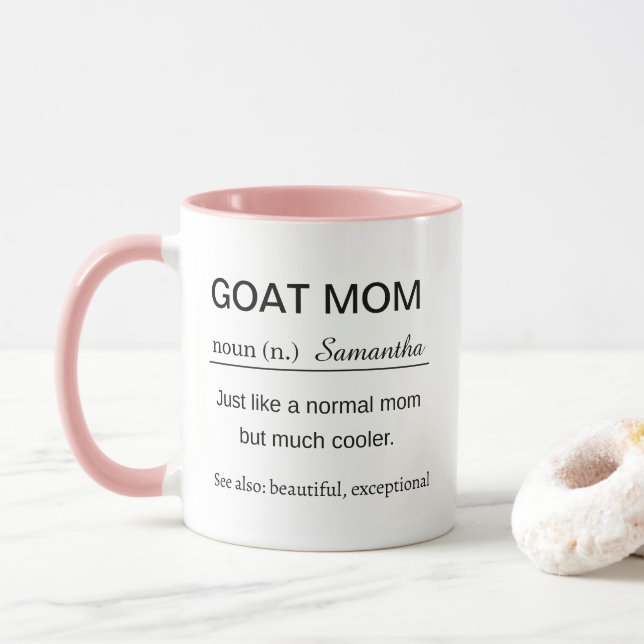 Mug Funny Personalized Goat Mom Definition (Avec donut)