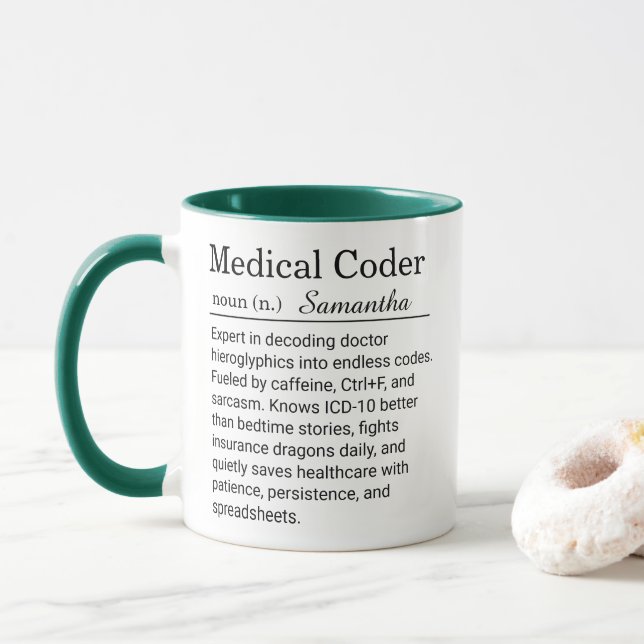 Mug Funny Personalized Medical Coder Definition  (Avec donut)