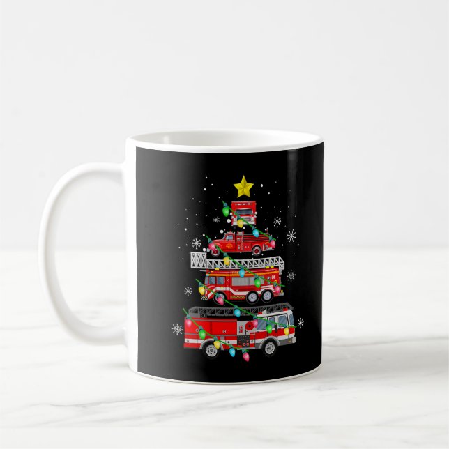 Mug Funny Pompier Camion de Noël Arbre de Noël G (Gauche)