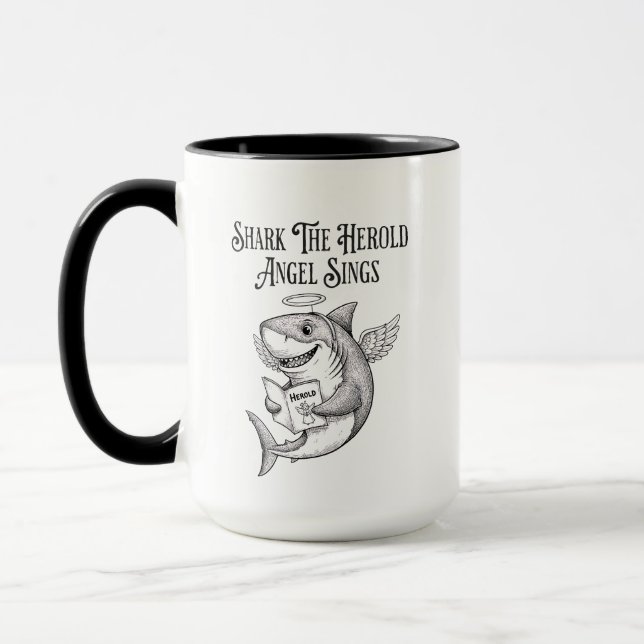 Mug Funny Quirky Shark The Harold Angel Sing Christmas (Gauche)