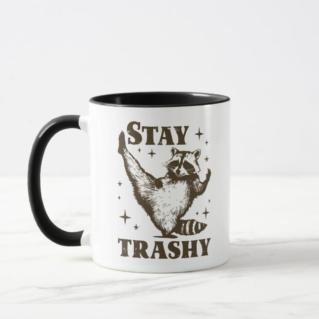 Mug Funny Raccoon Humour Stay Trashy (Gauche)
