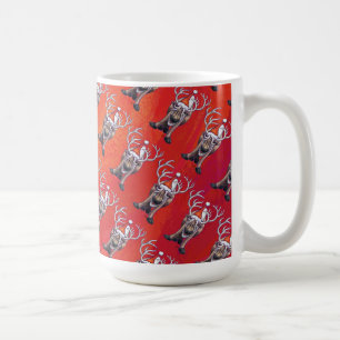 Mug Funny Reindeer Motif sur rouge