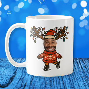 Mug Funny Reindeer Photo personnalisée Visage Noël