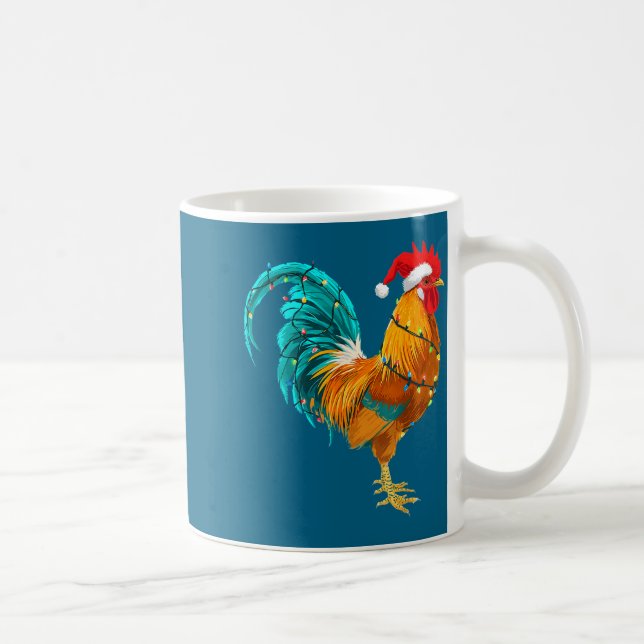 Mug Funny Rooster Chicken Santa Christmas Lights Farme (Droite)