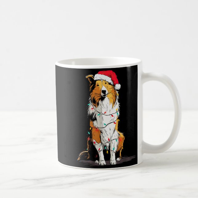 Mug Funny Rough Collie Christmas Graphics Dog Lights L (Droite)