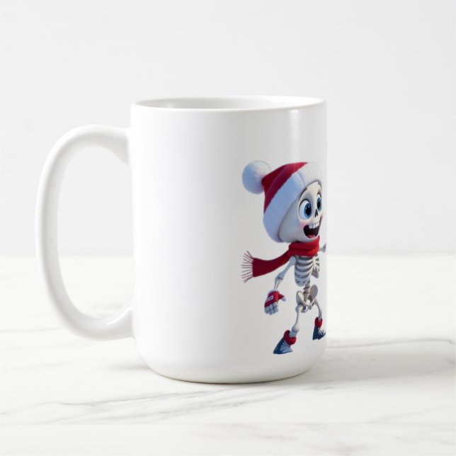 Mug Funny Santa Skeletons Having a Snowball Fight  (Gauche)