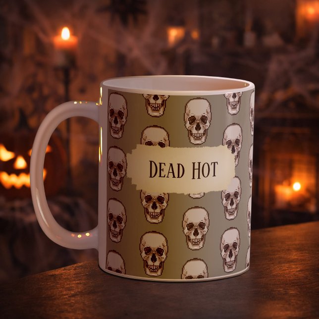 Mug Funny Skull Dead Hot Gothic Gray Pixel Art Pattern (Créateur téléchargé)