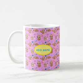 Mug Funny Sloth Hearts Floral rose Motif | Ajouter un 