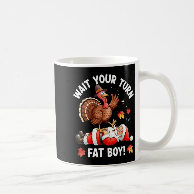 Mug Funny Thanksgiving Christmas Turkey Vs Santa For M (Droite)