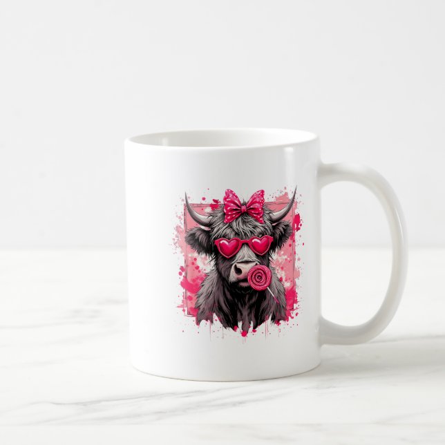 Mug Funny Valentine Highland Cow Lollip Heart Art Nk L (Droite)