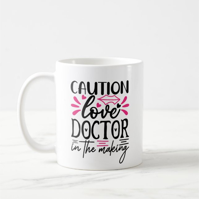 Mug Funny Valentines Day Love Doctor Coeurs roses (Gauche)