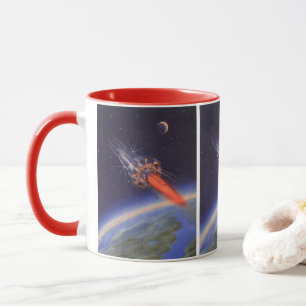 Mug Fusée de science-fiction vintage dans l'espace au-