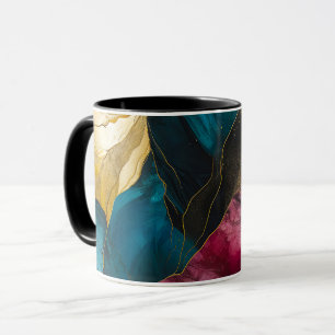 Mug Fusion de marbre sarcelle et or de minuit