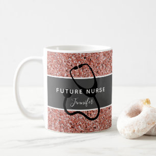 Mug Futur Infirmière Rose Médicale Nom de la Parties s