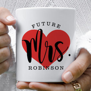 Mug Futur Mme Red Heart - Monogramme de mariage person