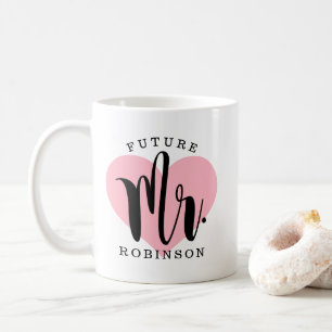 Mug Futur Monsieur Cœur Rose Mariage Monogramme