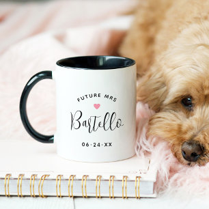 Mug Future Mrs Personalized Black Script Name Wedding