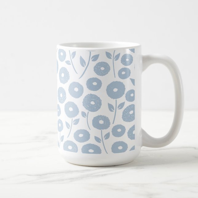 Mug Fuzzy Flower Pattern Blue on White (Droite)