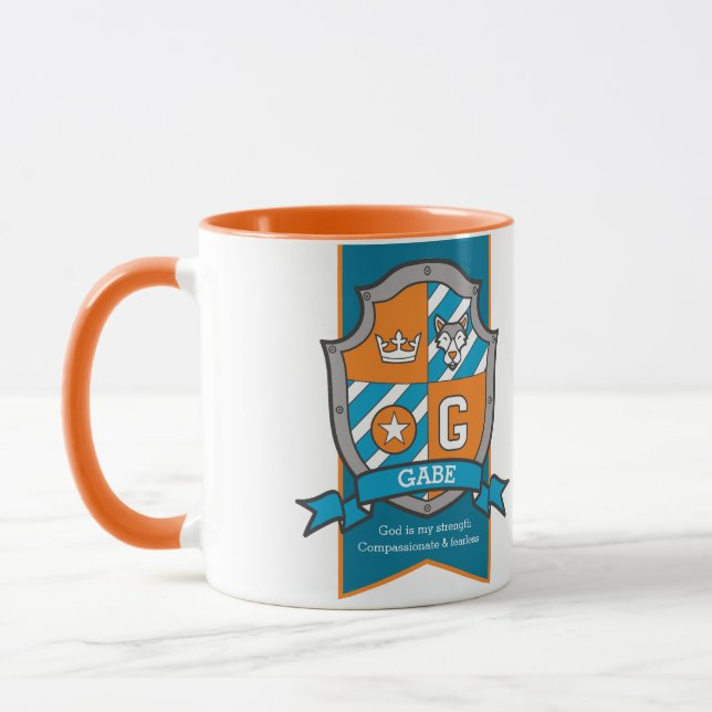 Mug Gabe lettre G crête orange nom turquoise signifian (Gauche)