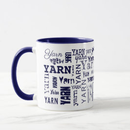 Mug GAGNEZ ! Typographie Tricot bleu Crochet 