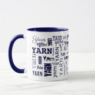 Mug GAGNEZ ! Typographie Tricot bleu Crochet 