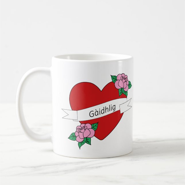Mug Gàidhlig in love heart Scottish Gaelic (Gauche)