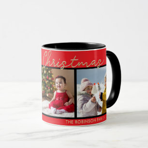 Mug Galerie de 3 Photos Rouge Festif Joyeux Noël