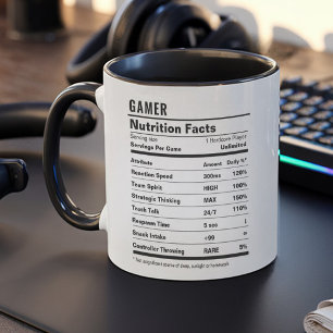 Mug Gamer Faits amusants Jeu noir et blanc Simple