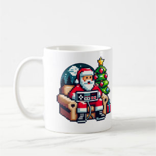 Mug Gamer Père Noël Pixel Art Retro Noël