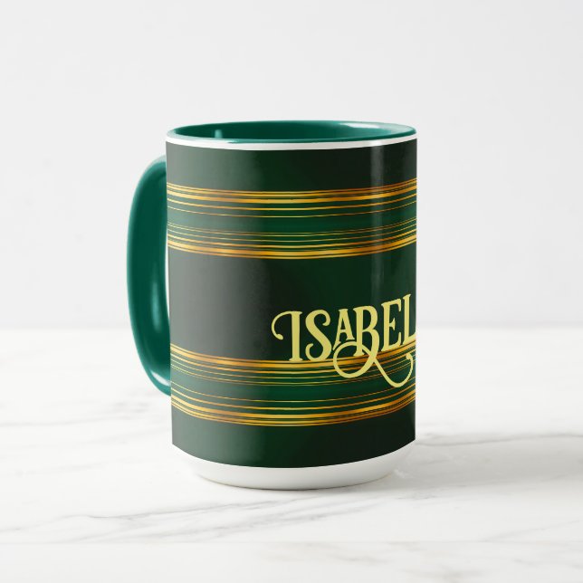 Mug Gamme de Texture Verte Luxe Linen (Devant gauche)