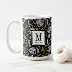 Mug Gants de pull de Noël Flocons de neige Monogramme