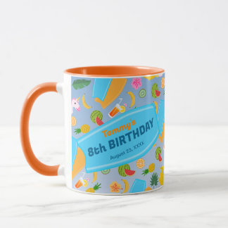 Mug Garçon bodyboard amusement fête d'anniversaire pla