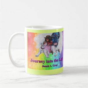 Mug Garçon d'art aquarelle montant une lionne blanche
