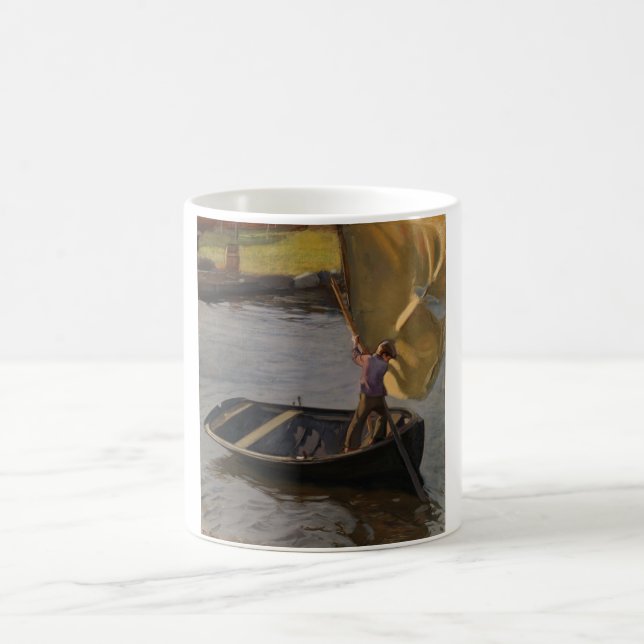 Mug Garçon en voilier sur la rivière (par Magnus Encke (Centre)
