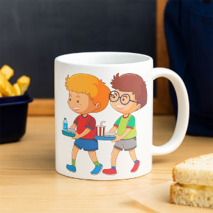 Mug Garçons adorables transportant des plateaux alimen