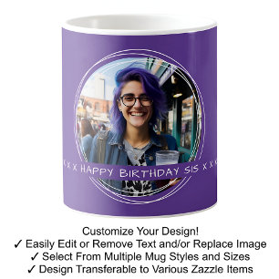 Mug Garde souvenir de message photo modèle Sœur Violet