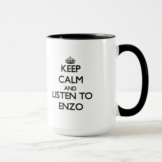 Mug Gardez le calme et écoutez Enzo (Droite)