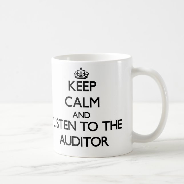 Mug Gardez le calme et écoutez le commissaire aux (Droite)