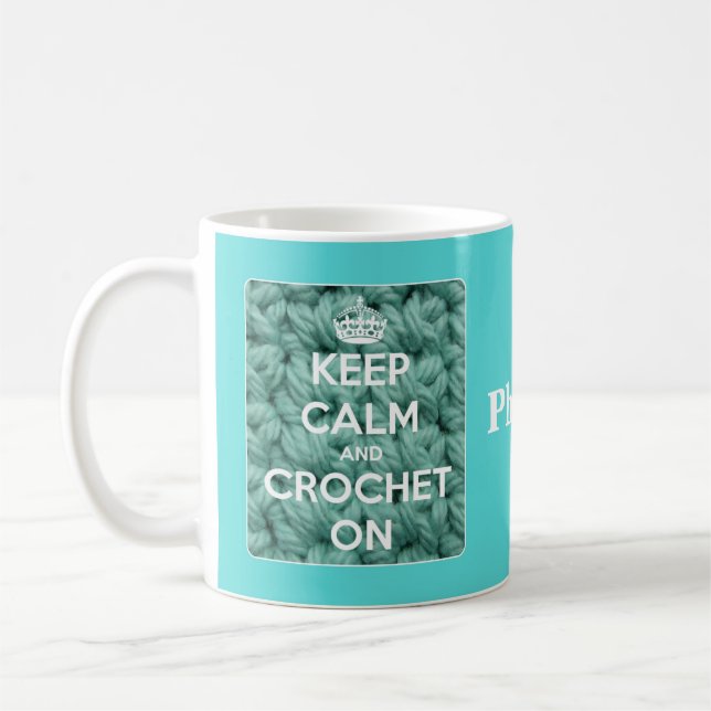 Mug Gardez le calme et faites du crochet sur le bleu (Gauche)