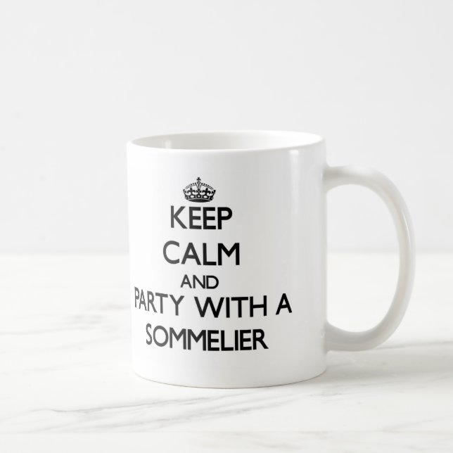 Mug Gardez le calme et la partie avec un Sommelier (Droite)