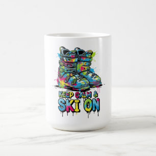 Mug Gardez le calme et le ski allumés