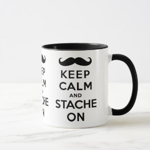 Mug Gardez le calme et le stache sur le noir
