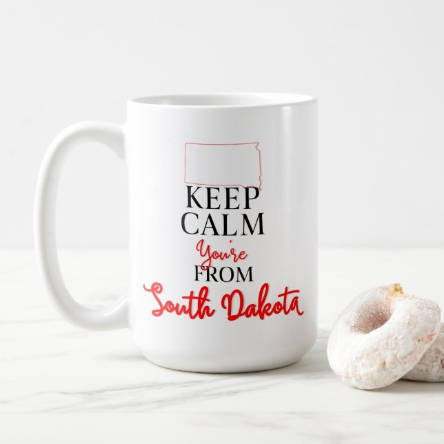 Mug Gardez le calme Vous êtes du Dakota du Sud (Avec donut)